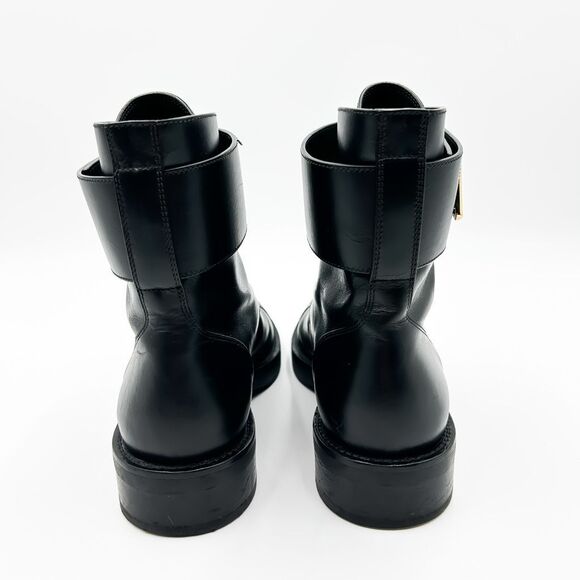 Louis Vuitton LV Wonderland Ranger Black Leather Combat Ankle Boots Size 37, 7 - Picture 4 of 14